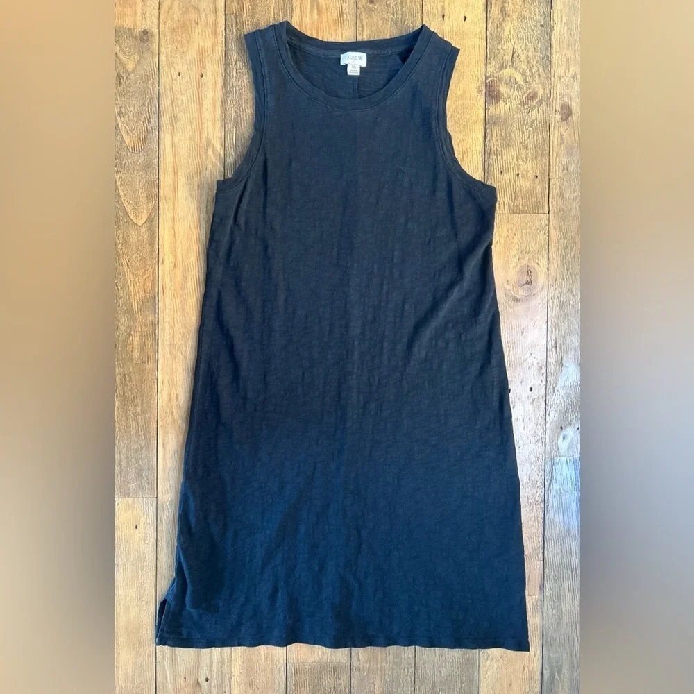 J CREW |  Black Sleeveless Shift Cotton Tank Dress Minimalist | Loose fit XS